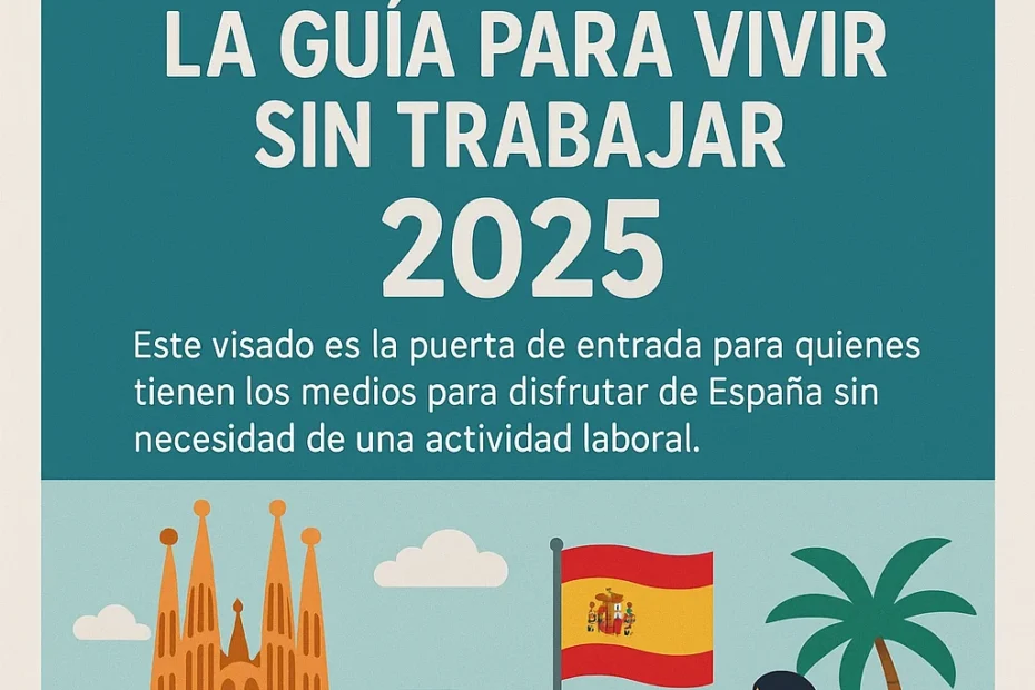 Ilustración de la guía sobre la Residencia No Lucrativa en España 2025, mostrando a una persona disfrutando de su nueva vida en España sin necesidad de trabajar.
