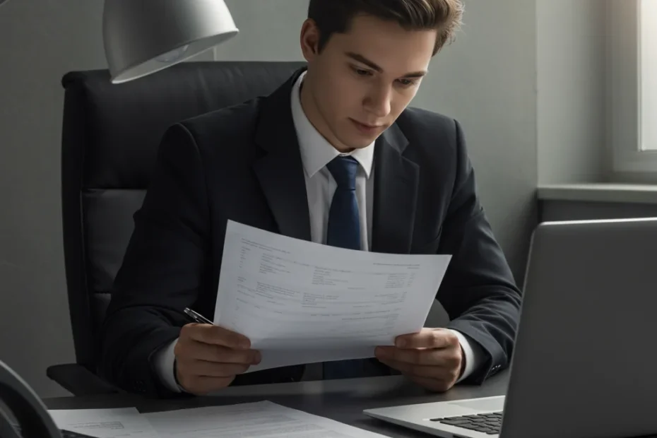 Abogado laboralista revisando la documentación para calcular la indemnización por despido improcedente u objetivo de un trabajador.