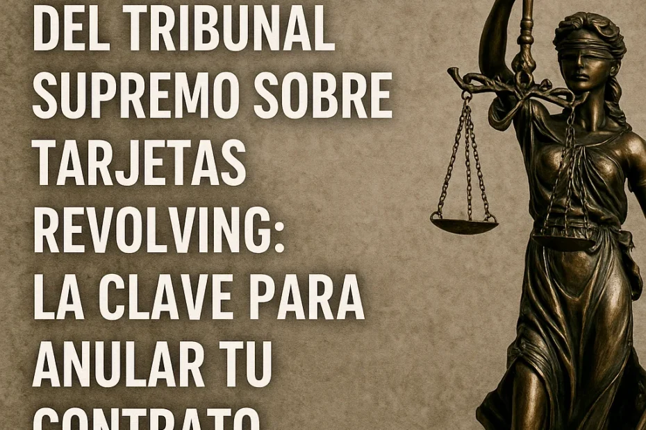 Estatua de la Justicia ilustrando la nueva sentencia del Tribunal Supremo de 2025 sobre la falta de transparencia como clave para anular los contratos de tarjetas revolving.